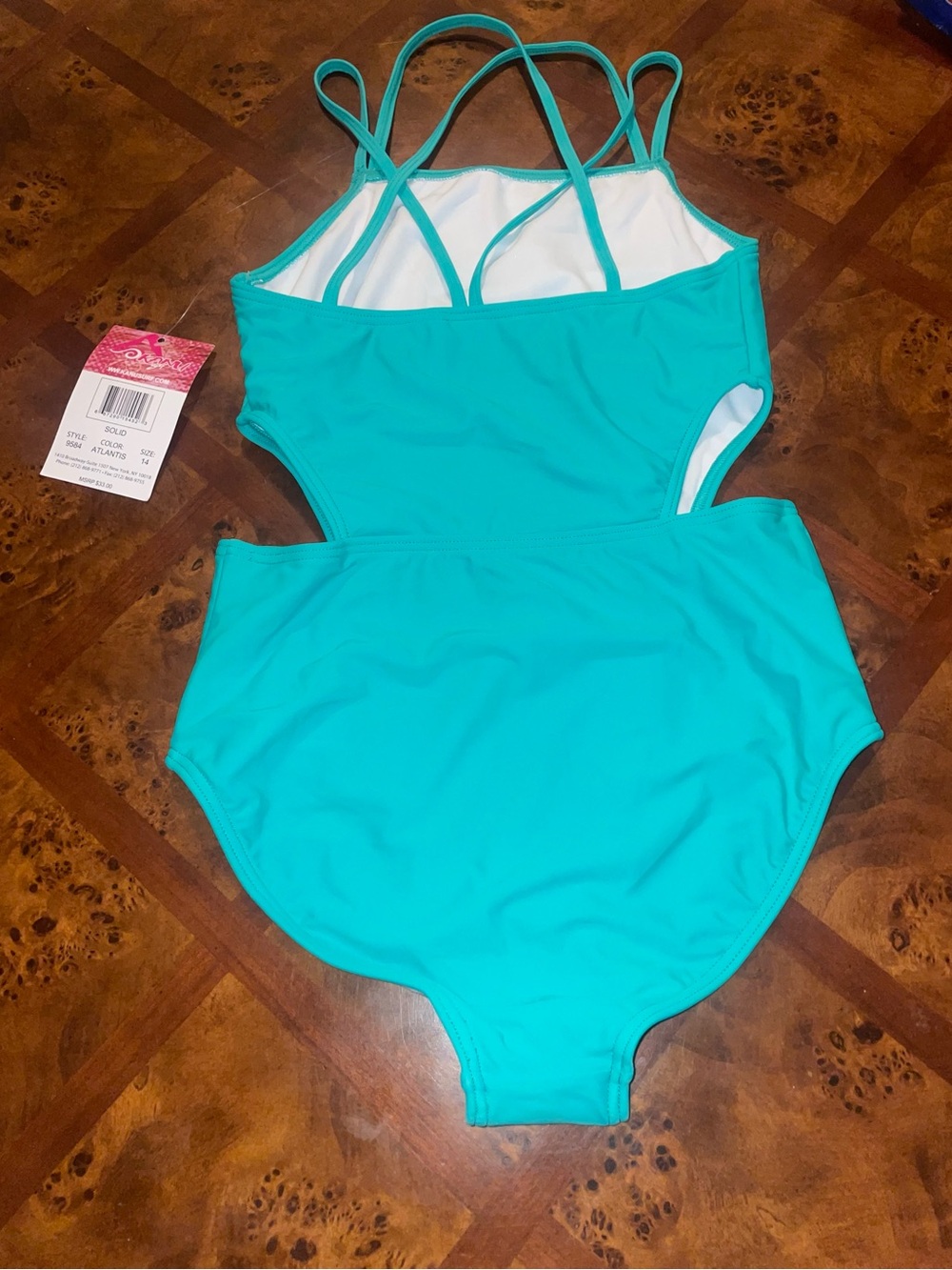 Kanu Surf Girls' Aqua Criss-Cross One-Piece Swimsuit - Picture 3 of 3